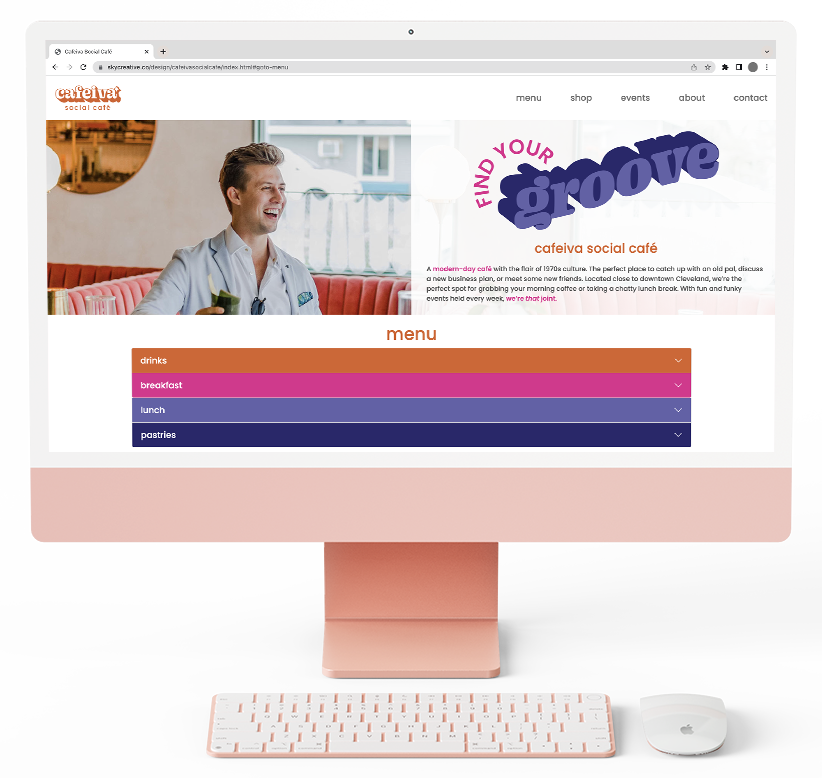 Cafeiva website on computer screen.