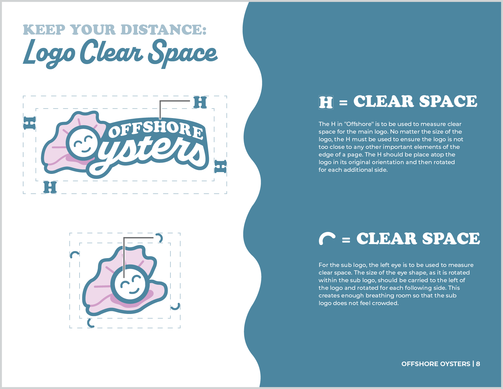 Offshore Oysters brand guideline logo clear space.