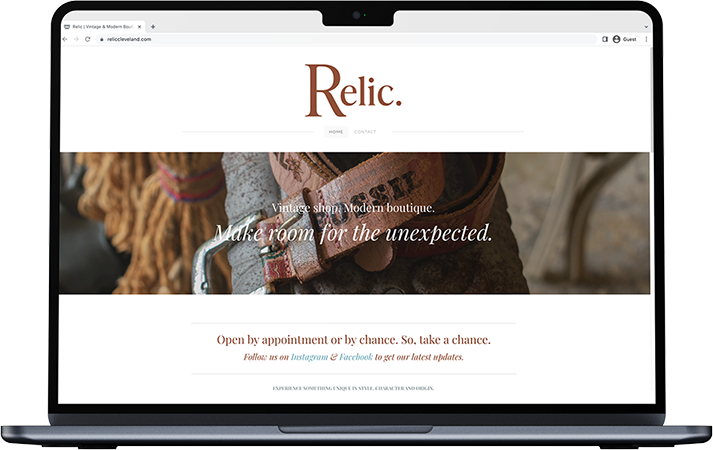 Relic Vintage website using product photography by Skylar Sakonyi