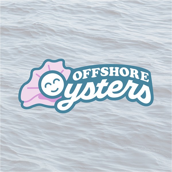 Offshore Oysters logo with smiling pearl inside.