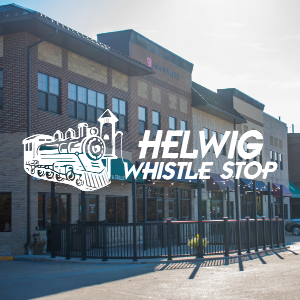 Helwig Whistle Stop building with logo.