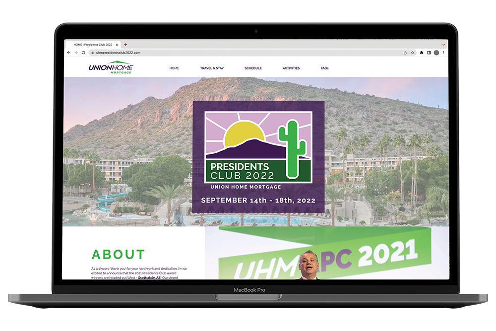 UHM Presidents Club 2022 website on computer screen.